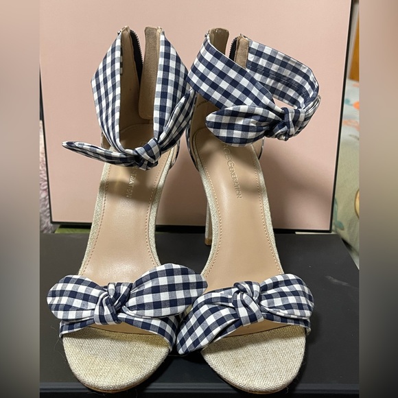 NW BCBGeneration Jessa Gingham Dress Sandals 7.5M Stiletto Heel - Picture 3 of 5